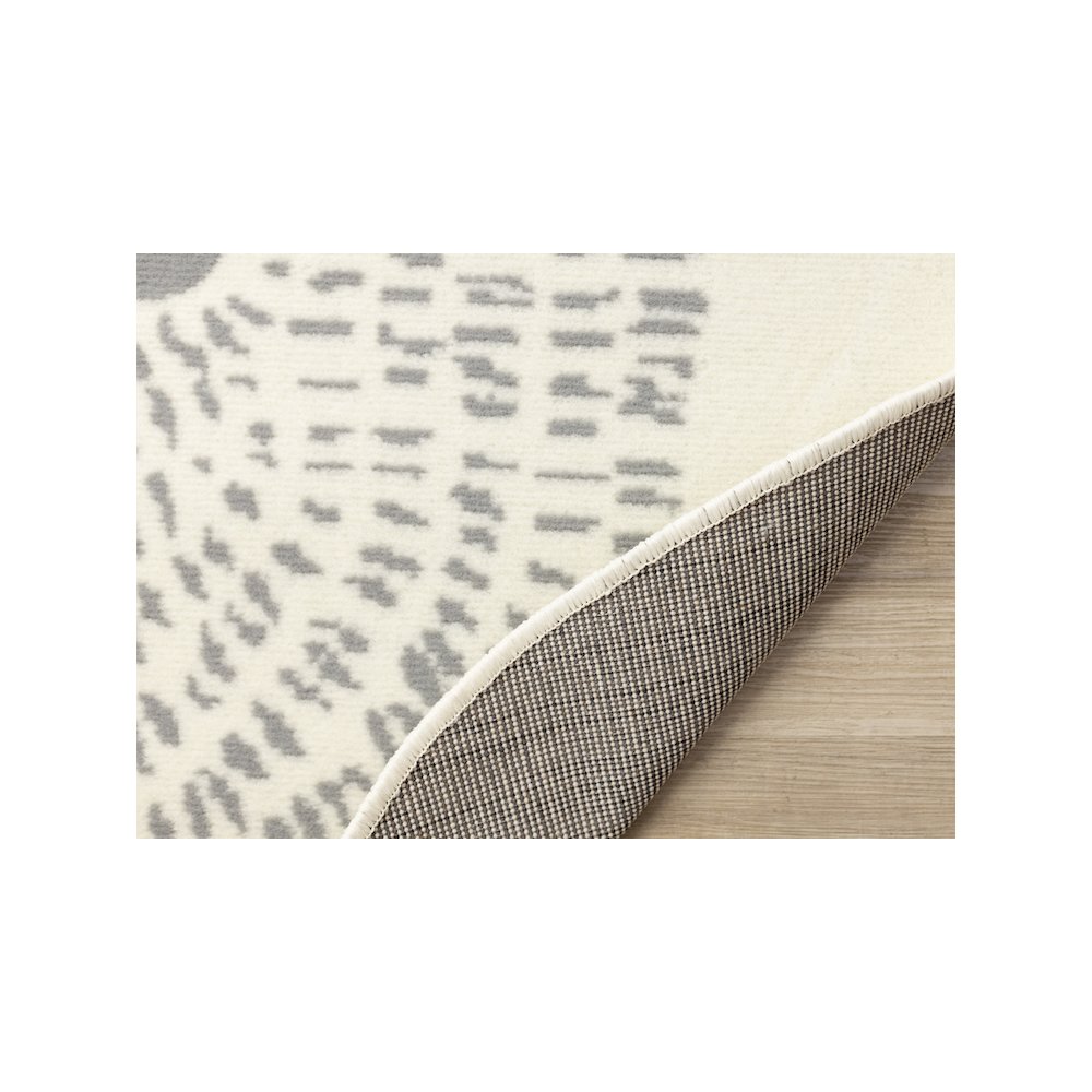 Functional Kids Grey White Teddy Bear Rug, 5'3" x 5'3" Round, 5'3" x 5'3"
