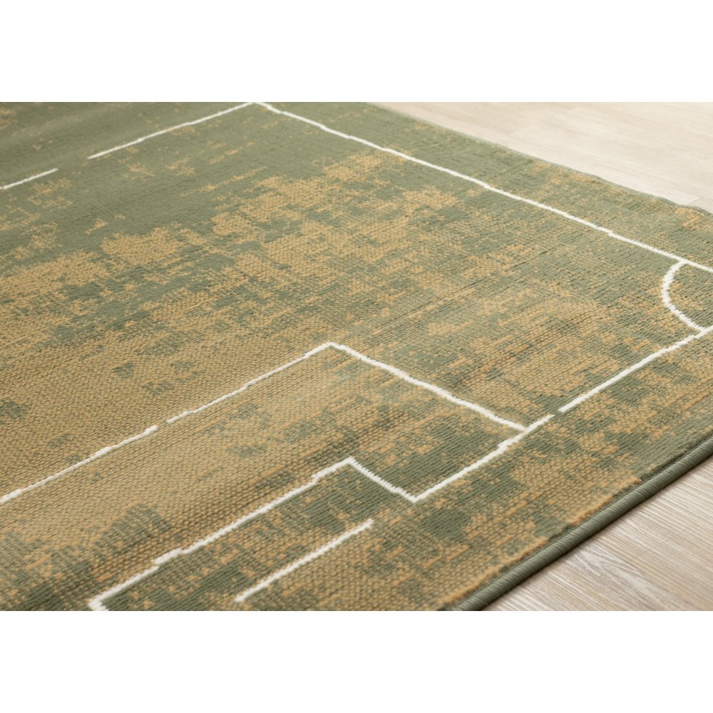 Green Soccer Field Rug, Fun Sports Carpet Accent for Kids Bedroom or Playroom