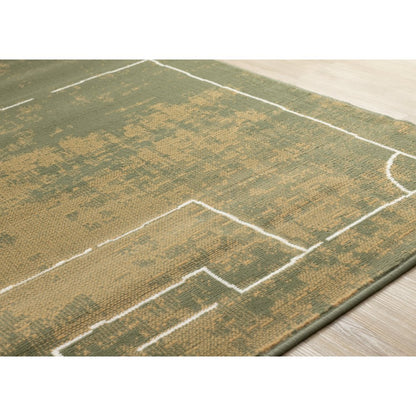 Green Soccer Field Rug, Fun Sports Carpet Accent for Kids Bedroom or Playroom