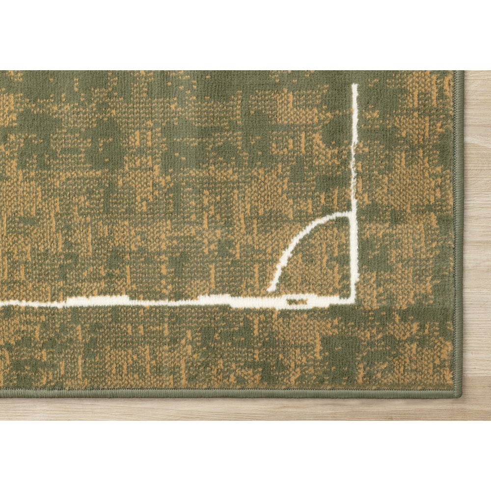 Green Soccer Field Rug, Fun Sports Carpet Accent for Kids Bedroom or Playroom