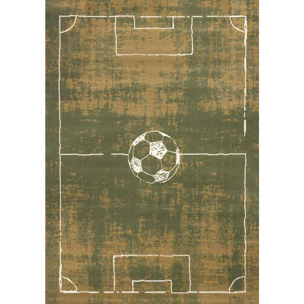 Green Soccer Field Rug, Fun Sports Carpet Accent for Kids Bedroom or Playroom