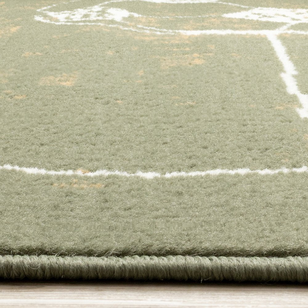 Green Soccer Field Rug, Fun Sports Carpet Accent for Kids Bedroom or Playroom
