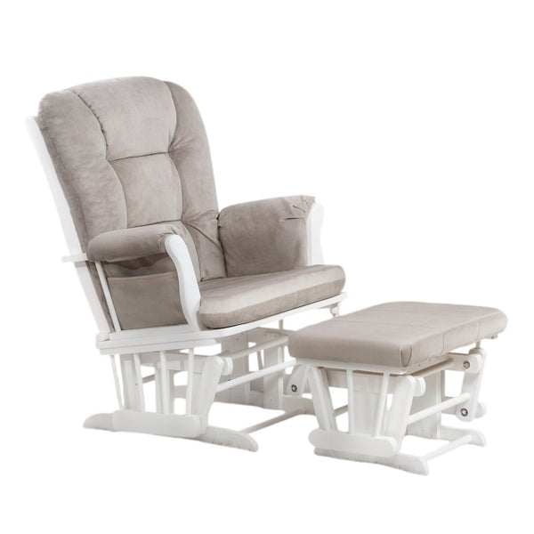 Alice Glider Chair and Ottoman White without Pillow