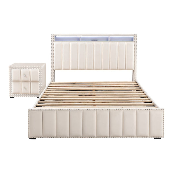 Fynor 2-Piece Velvet Kids Storage Platform Bedroom Set