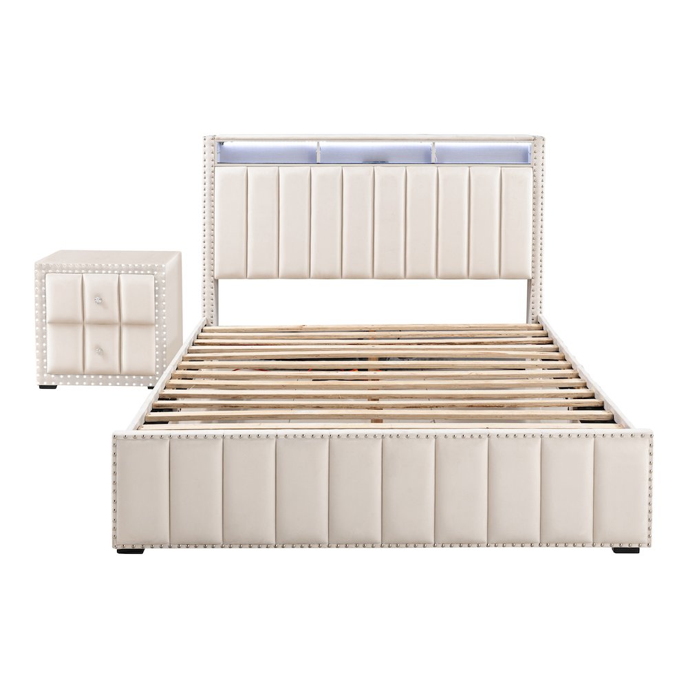 Fynor 2-Piece Velvet Kids Storage Platform Bedroom Set