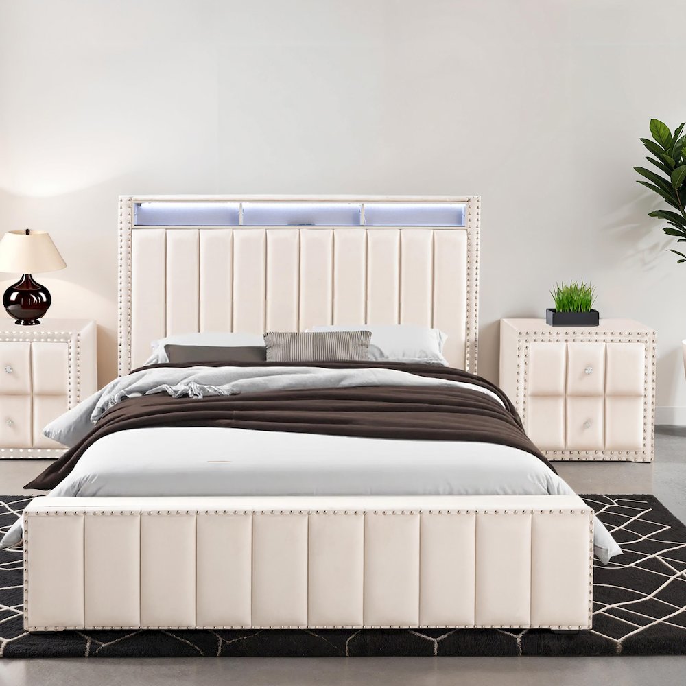 Fynor 2-Piece Velvet Kids Storage Platform Bedroom Set