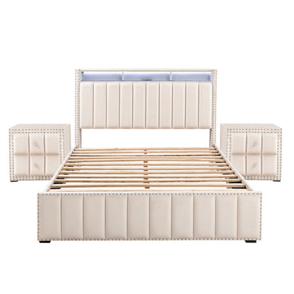 Fynor 3-Piece Velvet Kids Storage Platform Bedroom Set
