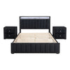 Fynor 3-Piece Velvet Kids Storage Platform Bedroom Set