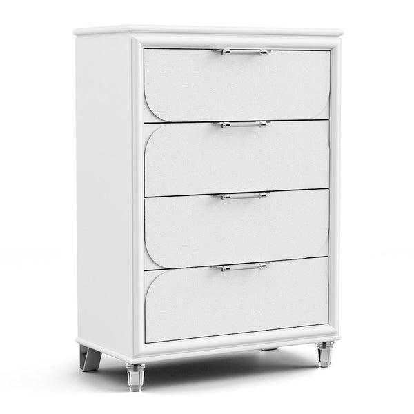 Glosan Modern Pearl White Wood 4-Drawer Kids Chest