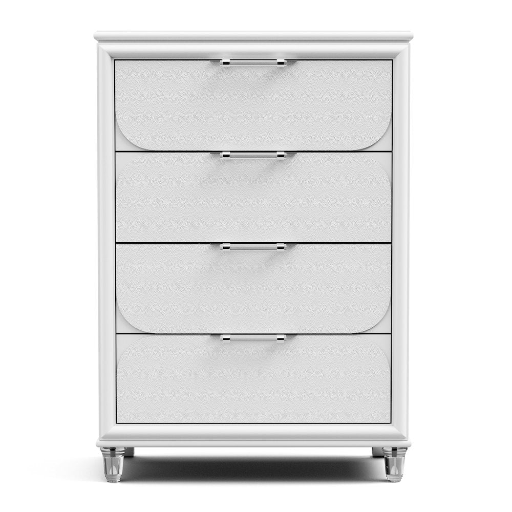 Glosan Modern Pearl White Wood 4-Drawer Kids Chest