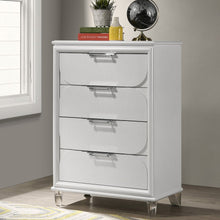 Glosan Modern Pearl White Wood 4-Drawer Kids Chest