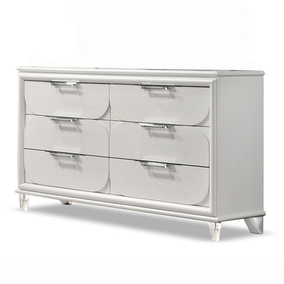 Glosan Modern Pearl White Wood 6-Drawer Kids Dresser