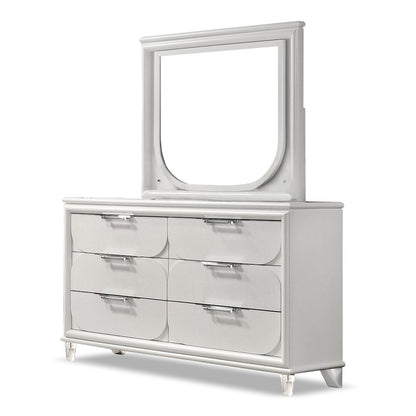Glosan Modern Pearl White Wood 6-Drawer Kids Dresser