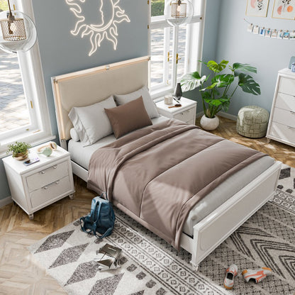 Glosan Modern 3-Piece Pearl White Kids Platform Bedroom Set