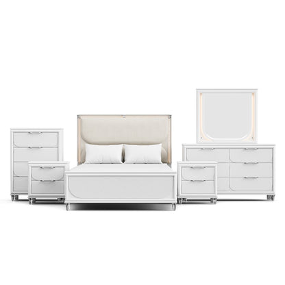 Glosan Modern 6-Piece Pearl White Kids Platform Bedroom Set