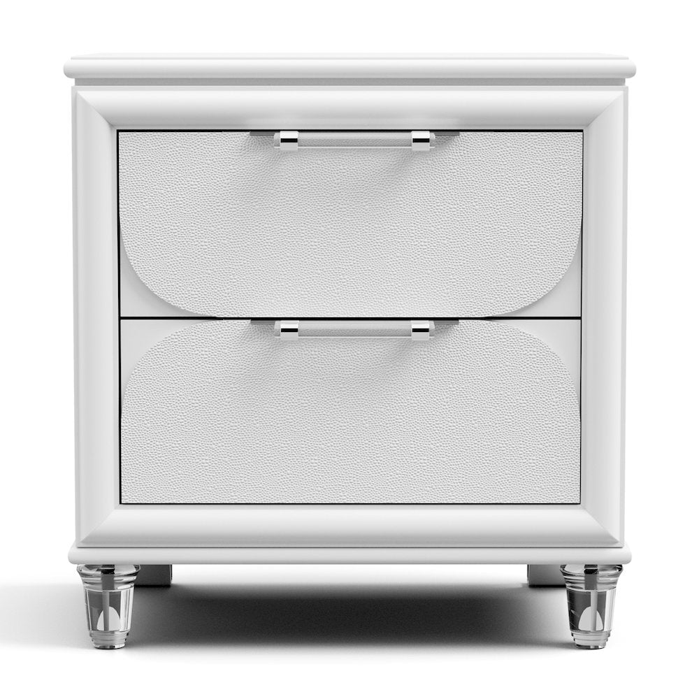 Glosan Modern Pearl White Wood 2-Drawer Kids Nightstand