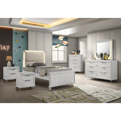 Glosan Modern 6-Piece Pearl White Kids Platform Bedroom Set