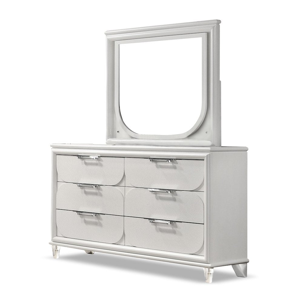 Glosan Modern 5-Piece Pearl White Kids Platform Bedroom Set