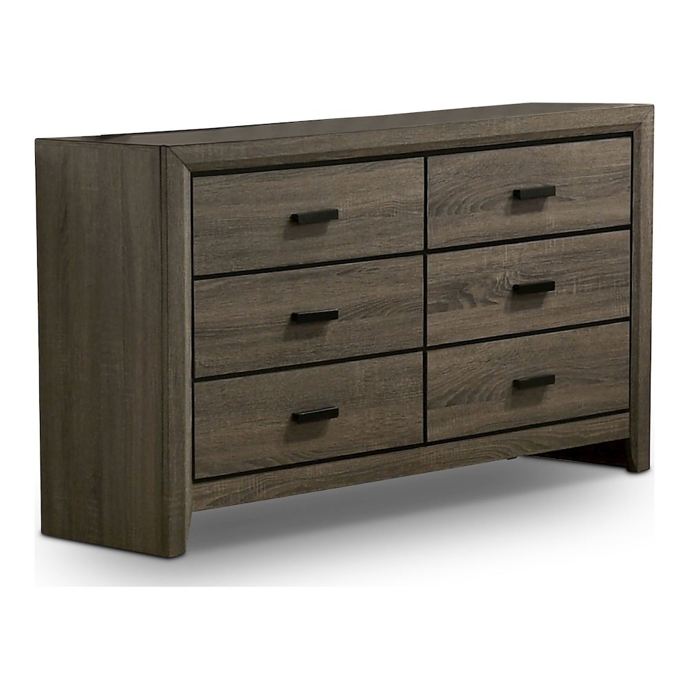 Jaq 2-Piece Cottage 6-Drawer Dresser and Mirror Set, Grey