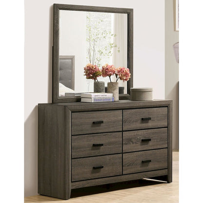 Jaq 2-Piece Cottage 6-Drawer Dresser and Mirror Set, Grey