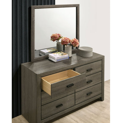 Jaq 2-Piece Cottage 6-Drawer Dresser and Mirror Set, Grey