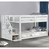 Sabrina White Wood Twin over Twin Bunk Bed with Staircase