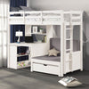 Yalle White Solid Wood USBs Twin Loft Bed with Bookcase