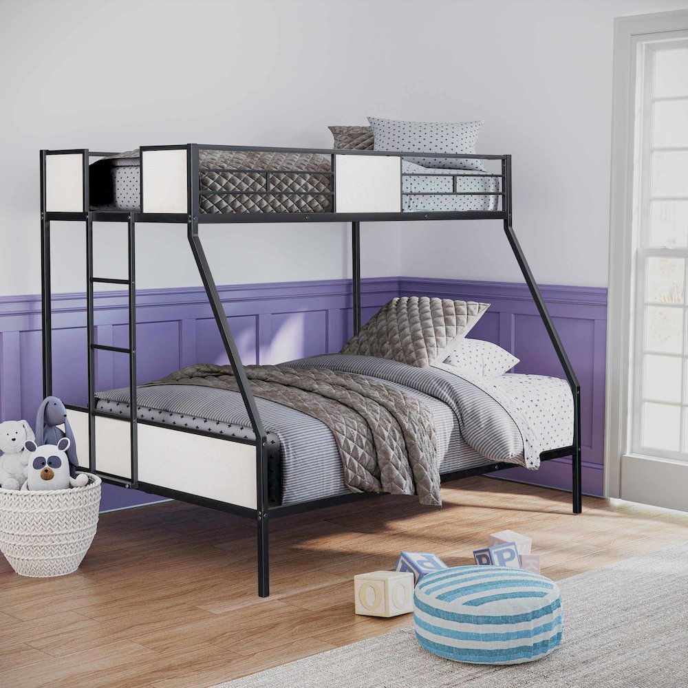 Girgon Black Metal Two-tone Twin over Full Bunk Bed