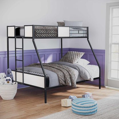 Girgon Black Metal Two-tone Twin over Full Bunk Bed