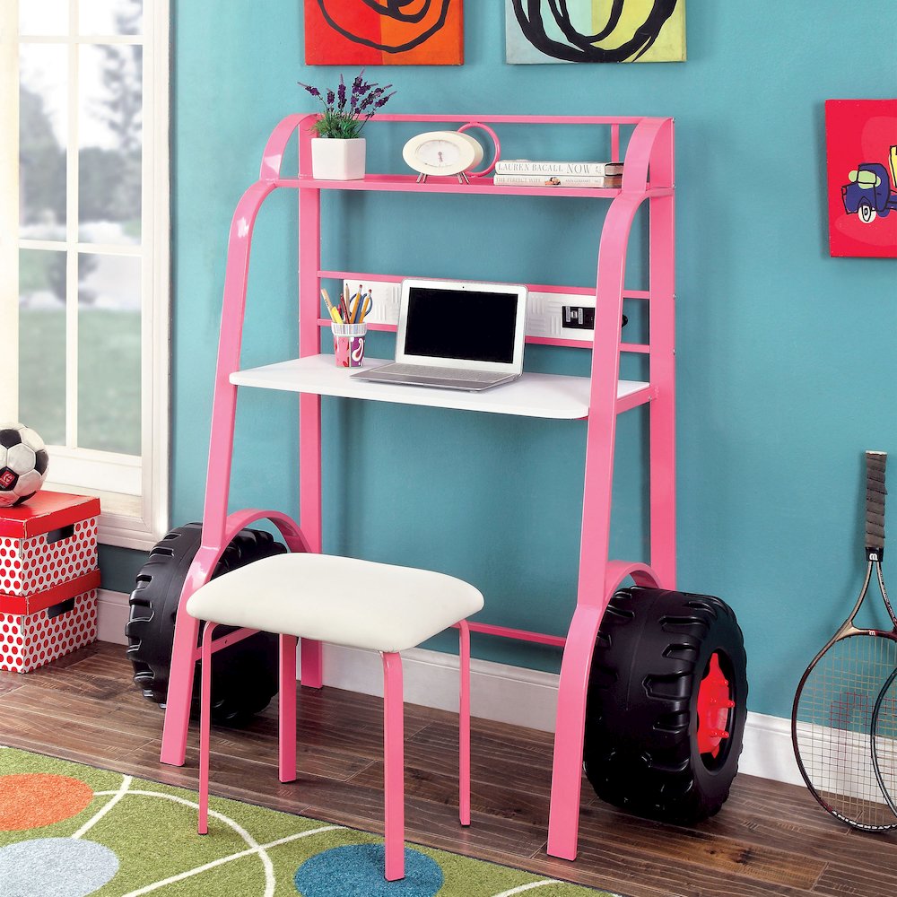 Ramirez Traditional Metal Kids Desk with Stool