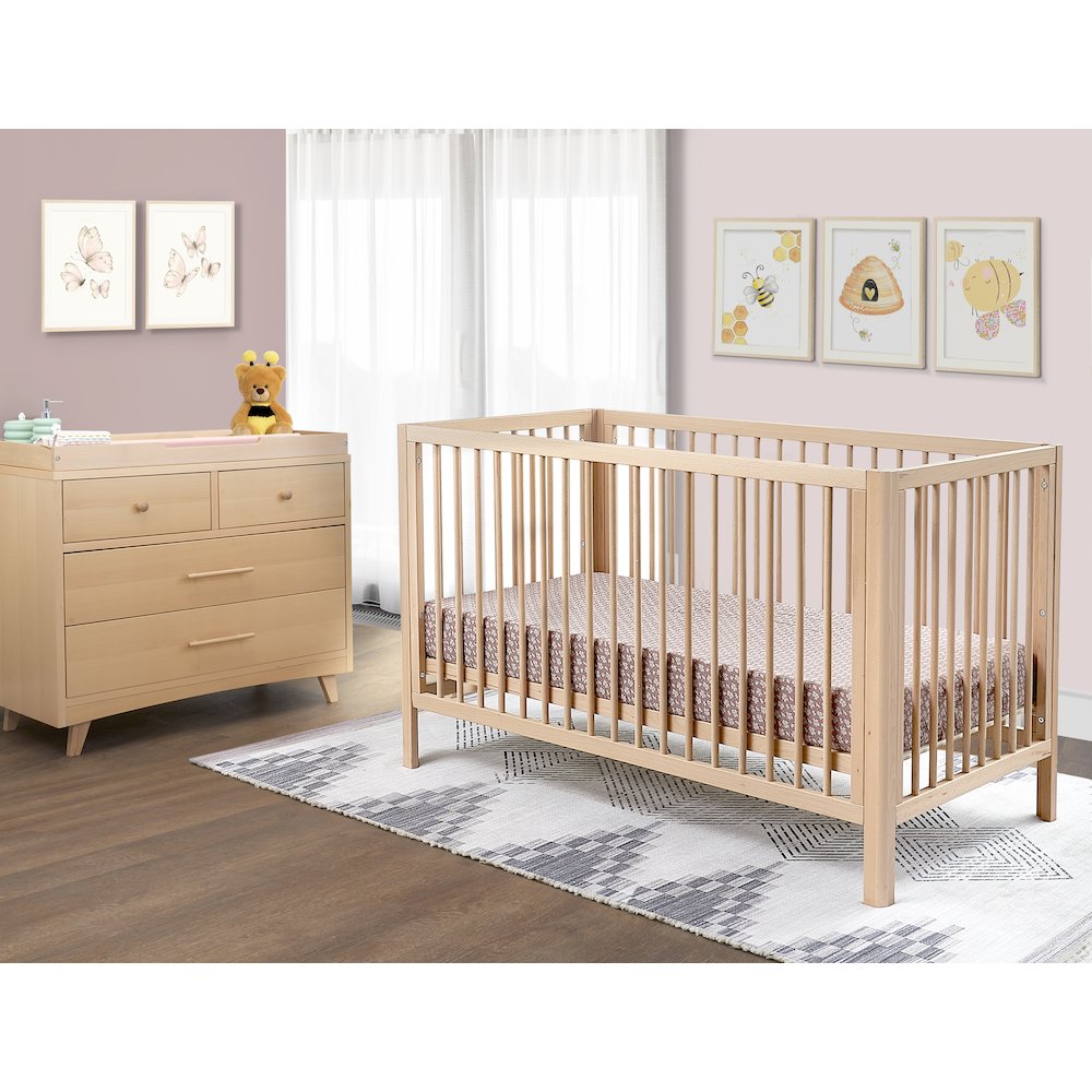 Happy Lux 3-in-1 Crib, Natural Wood