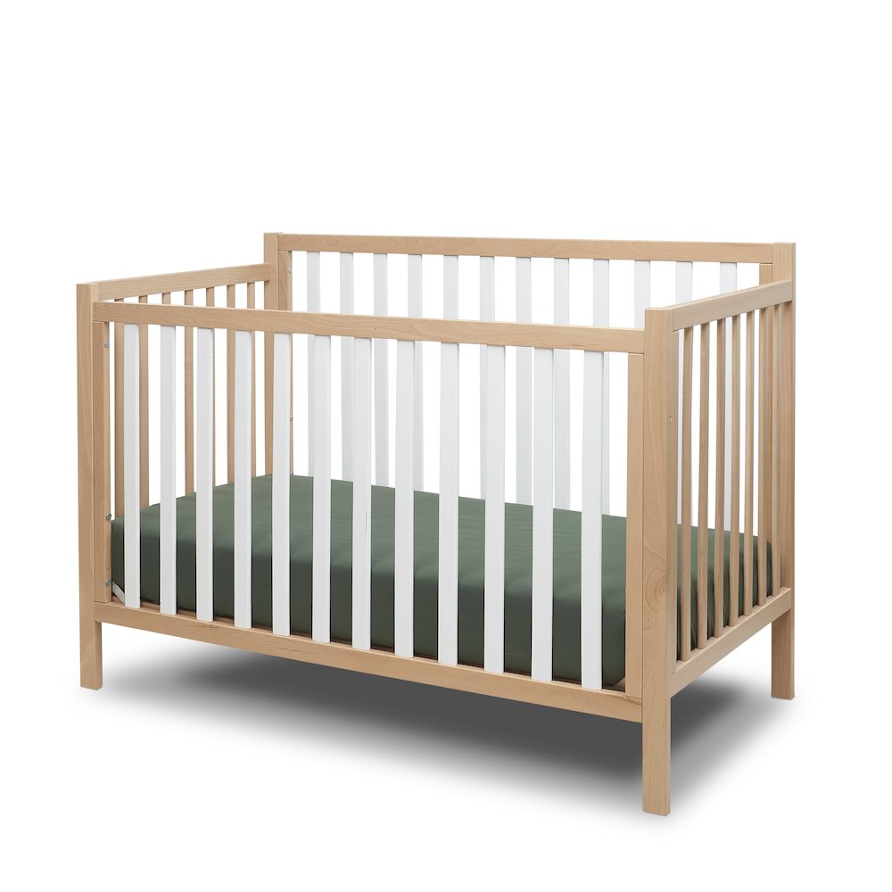Sorelle Essex Euro 4-in-1 Convertible Crib,White and Natural wood Color