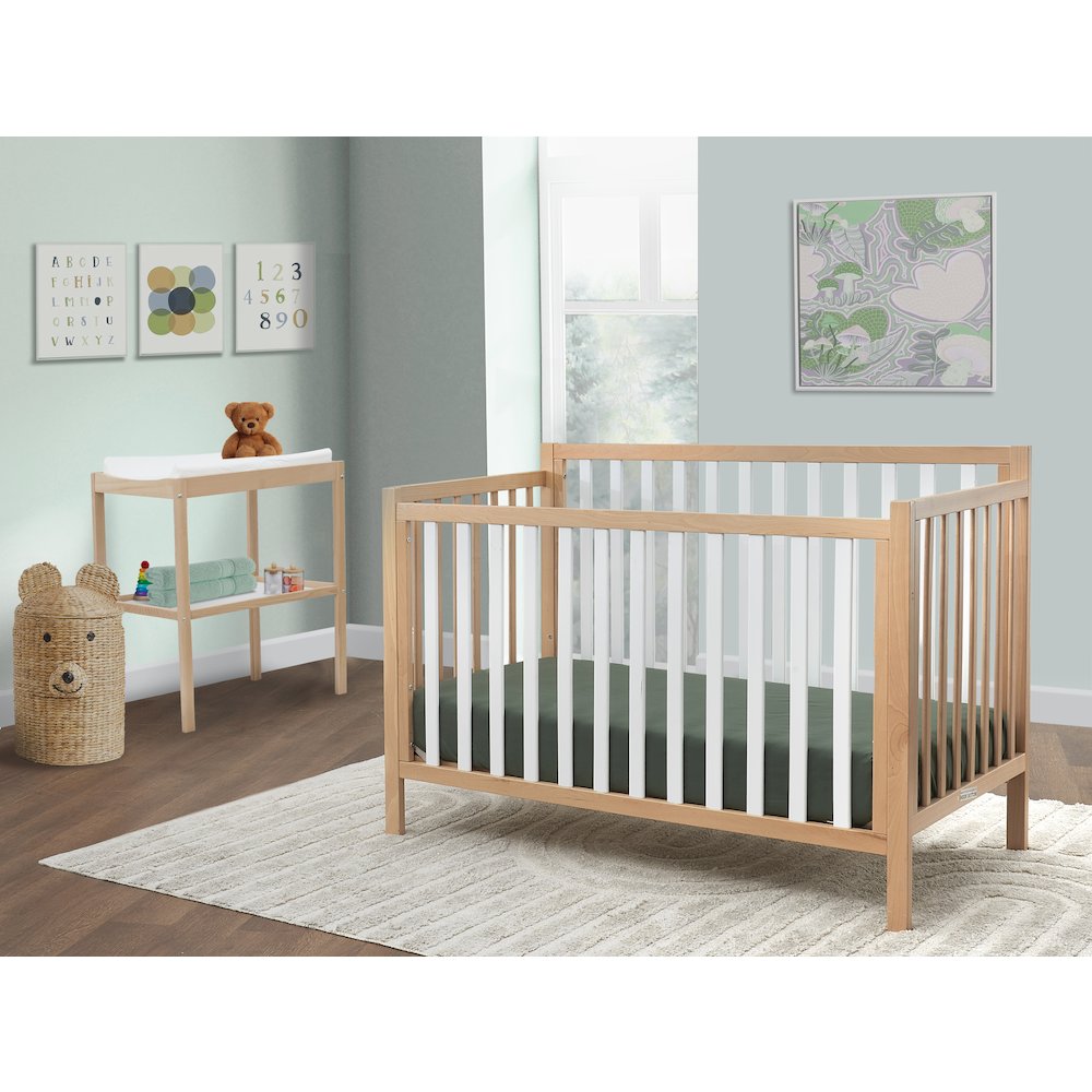 Sorelle Essex Euro 4-in-1 Convertible Crib,White and Natural wood Color