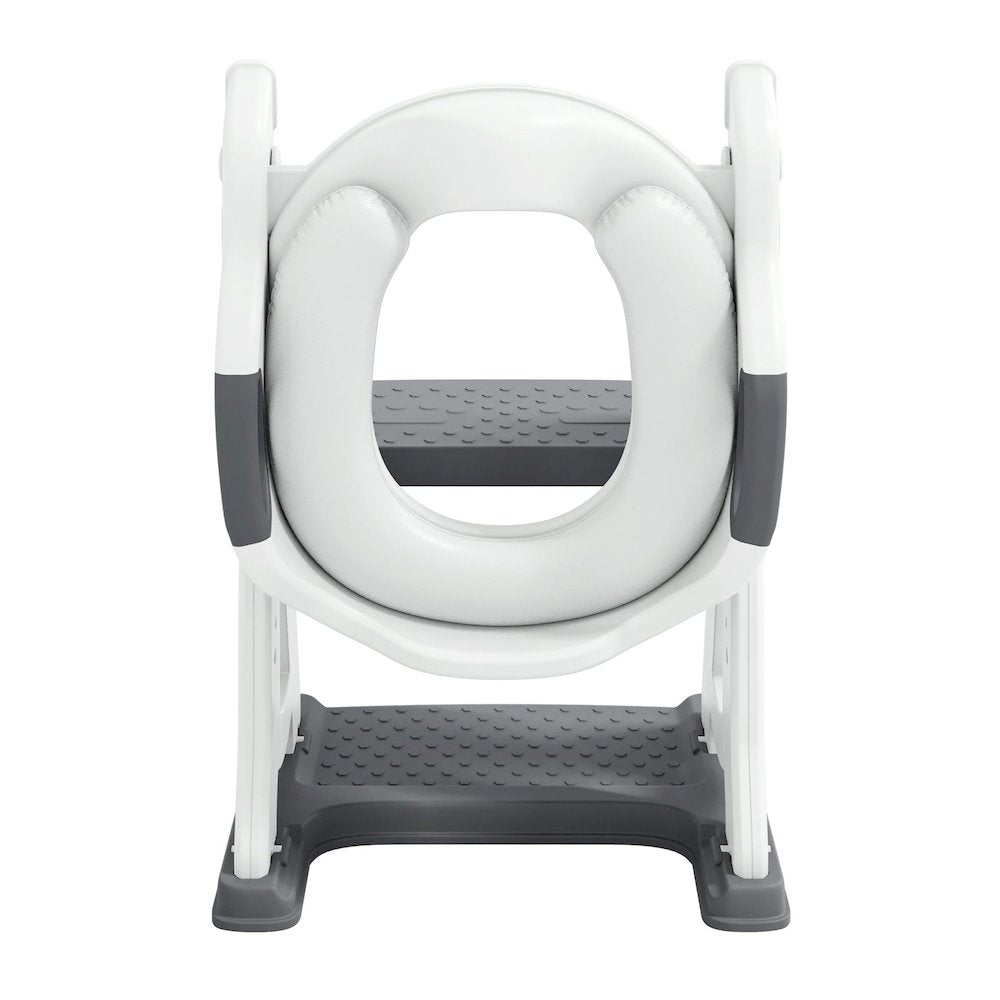 Toddler Potty Training Seat with Step Stool Ladder, Foldable, Grey