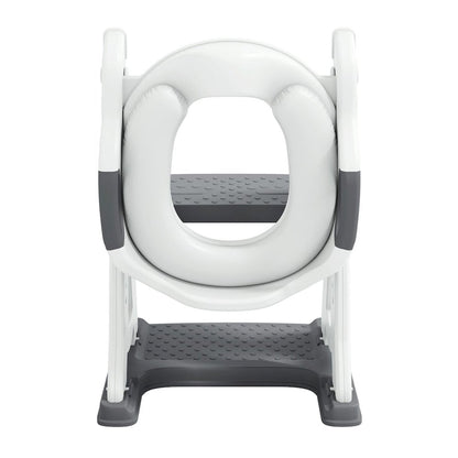Toddler Potty Training Seat with Step Stool Ladder, Foldable, Grey