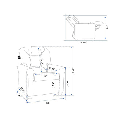 The Crew Furniture Traditional Kids Recliner Chair, Sapphire
