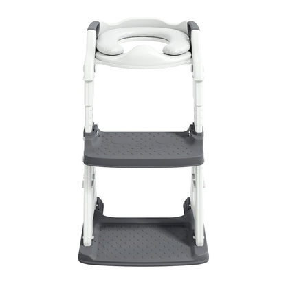 Toddler Potty Training Seat with Step Stool Ladder, Foldable, Grey