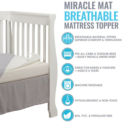 LA Baby Breathable Miracle Mat - Superior Ventilation Crib MattressTopper