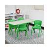 Adjustable Kids Activity Table Set –Green/Gray Plastic Table with 4 Green Chairs
