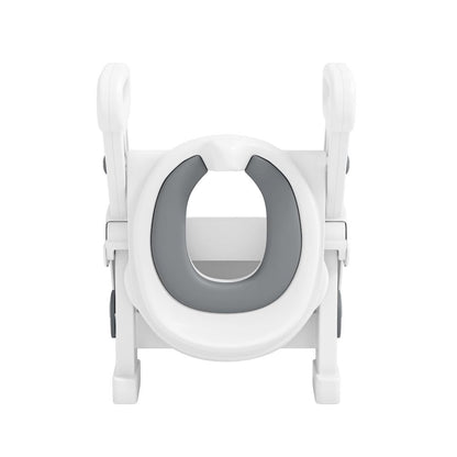 Toddler Potty Training Seat with Step Stool Ladder and Handles, Grey