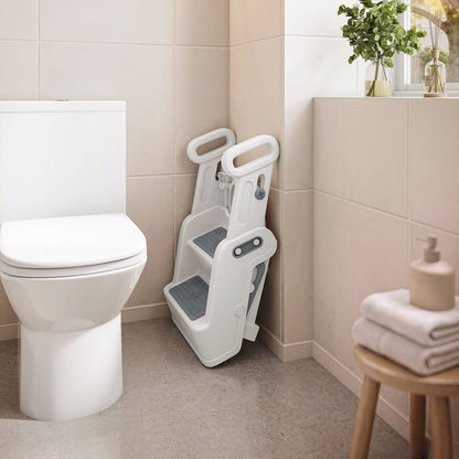 Toddler Potty Training Seat with Step Stool Ladder and Handles, Grey