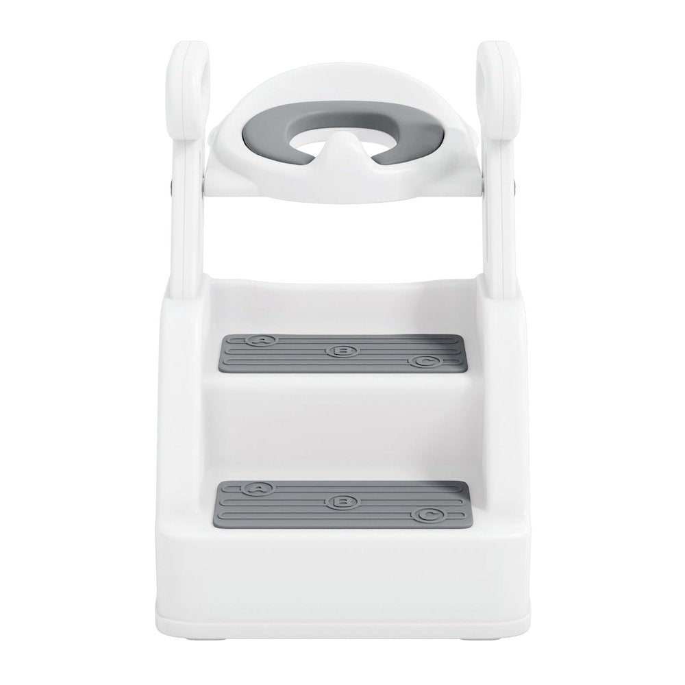Toddler Potty Training Seat with Step Stool Ladder and Handles, Grey
