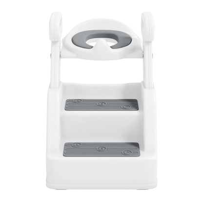 Toddler Potty Training Seat with Step Stool Ladder and Handles, Grey