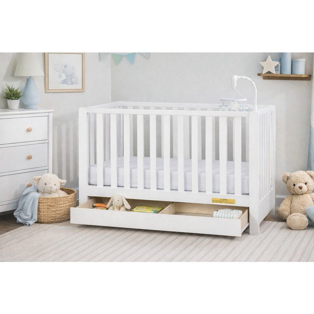 Emma 4-in-1 Convertible Crib with Drawer White