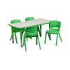 Adjustable Kids Activity Table Set –Green/Gray Plastic Table with 4 Green Chairs