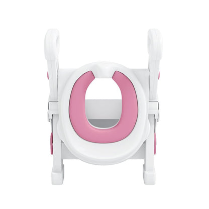 Toddler Potty Training Seat with Step Stool Ladder and Handles, Pink
