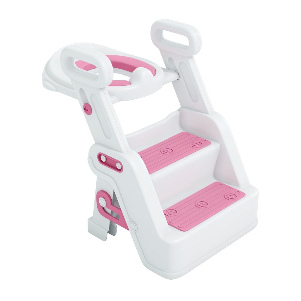 Toddler Potty Training Seat with Step Stool Ladder and Handles, Pink